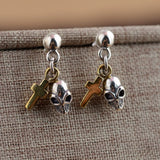 925 Sterling Silver Retro Skull Stud Earrings