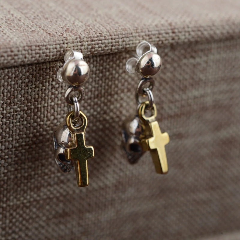 925 Sterling Silver Retro Skull Stud Earrings