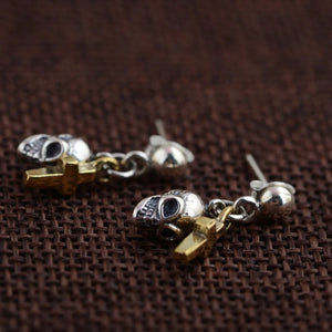 925 Sterling Silver Retro Skull Stud Earrings