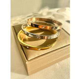 18K Rose Gold Plated Stainless Steel Bangle Bracelet for Women