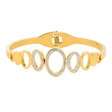 Women's CZ Stone Cuff Bangle, Stainless Steel Rhinestone Bracelet