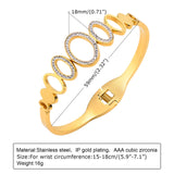 Women's CZ Stone Cuff Bangle, Stainless Steel Rhinestone Bracelet
