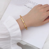 Zircon Inlaid Metal Bangle Bracelet for Women
