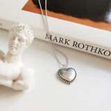 Vintage 925 Sterling Silver Heart Pendant Necklace Beads Chain