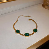 Vintage Green Stone Necklace Set for Women