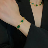 Vintage Green Stone Necklace Set for Women