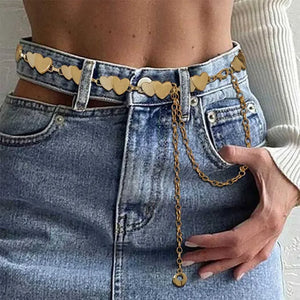 Silver Heart Waist Chain Belt for Dress Fringes