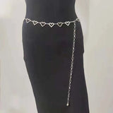 Diamond Fringe Waist Chain Belt for Dress Heart Shape Waistband