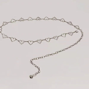 Diamond Fringe Waist Chain Belt for Dress Heart Shape Waistband