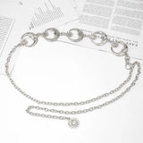 Women's Silver Moon Waist Chain Thin Belt for Dress