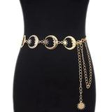 Women's Silver Moon Waist Chain Thin Belt for Dress