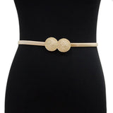 Women's Double Round Buckle Waist Chain for Skirt and Coat