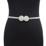 Women's Double Round Buckle Waist Chain for Skirt and Coat