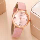 Women's Watch+Necklace+Ring+Earrings Set Female's Gift Mother's PU Strap Quartz