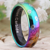 6mm Dog Cat Paw Tungsten Wedding Band Engagement Ring
