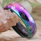 6mm Dog Cat Paw Tungsten Wedding Band Engagement Ring