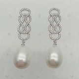 Teardrop Shell Pearl Silver Cz Earrings