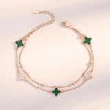 925 Sterling Silver Four Leaf Clover Rose Bracelet