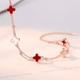 925 Sterling Silver Four Leaf Clover Rose Bracelet