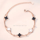 925 Sterling Silver Four Leaf Clover Rose Bracelet