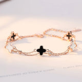 925 Sterling Silver Four Leaf Clover Rose Bracelet