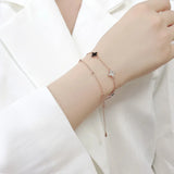 925 Sterling Silver Four Leaf Clover Rose Bracelet