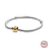 925 Silver Heart Crown Bracelet for Charm Beaded DIY