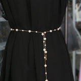 Women's Pearl Chain Waistband with Adjustable Metal Accents