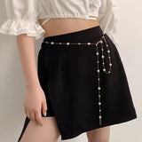 Women's Pearl Chain Waistband with Adjustable Metal Accents