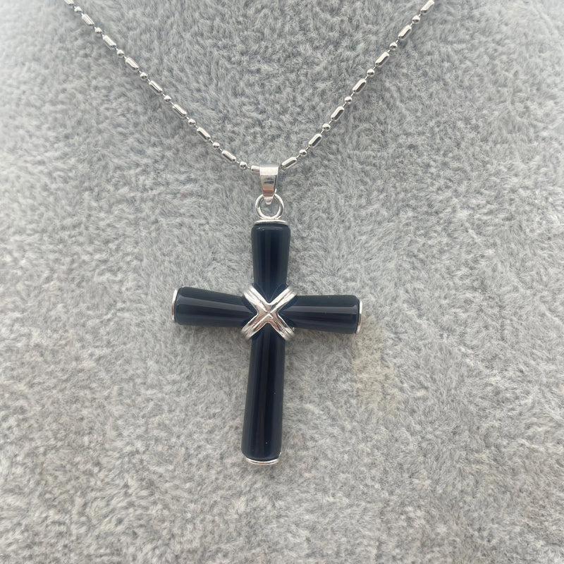 Women's Cross YELLOW Jade Pendant Necklace