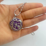 Dragon Phoenix Purple Jade Pendant Necklace