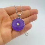 Dragon Phoenix Purple Jade Pendant Necklace
