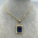 Dark Zircon Small Square Pendant Necklace