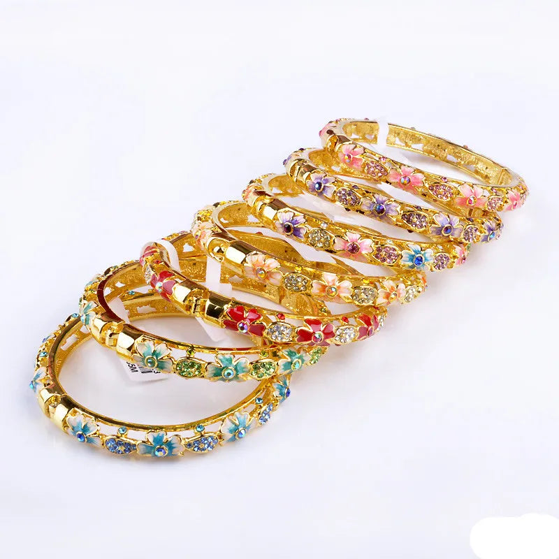 Crystal Flower Cloisonne Bracelet for Women