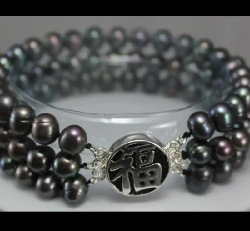 3-Row 6-7mm Freshwater Pearl Button Bracelet