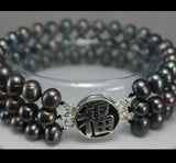 3-Row 6-7mm Freshwater Pearl Button Bracelet