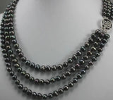 3-Row 6-7mm Freshwater Pearl Button Necklace