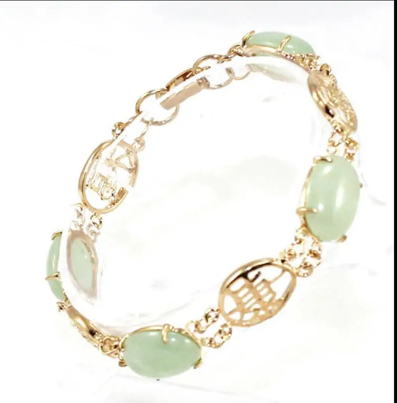 Women's Plated Fu Character Accessories with Dongling Stone Bracelet