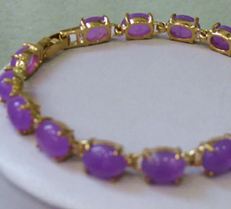 Women's Purple Jade Bracelet, Egg Shaped