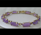 Women's Purple Jade Bracelet, Long Plated Design
