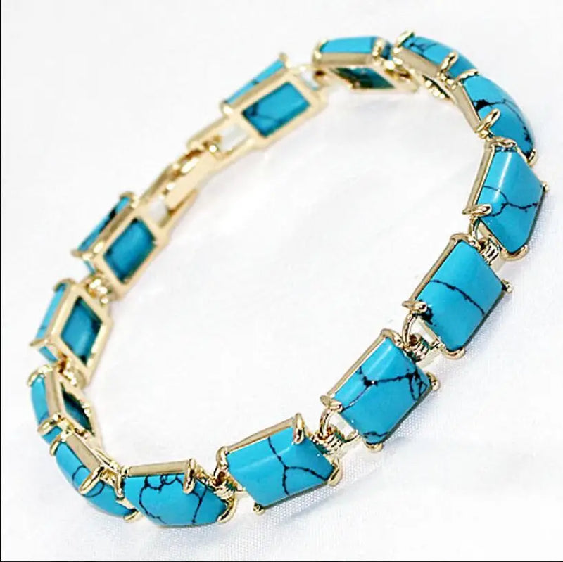 Women's Pine Stone Bracelet with Square Plate