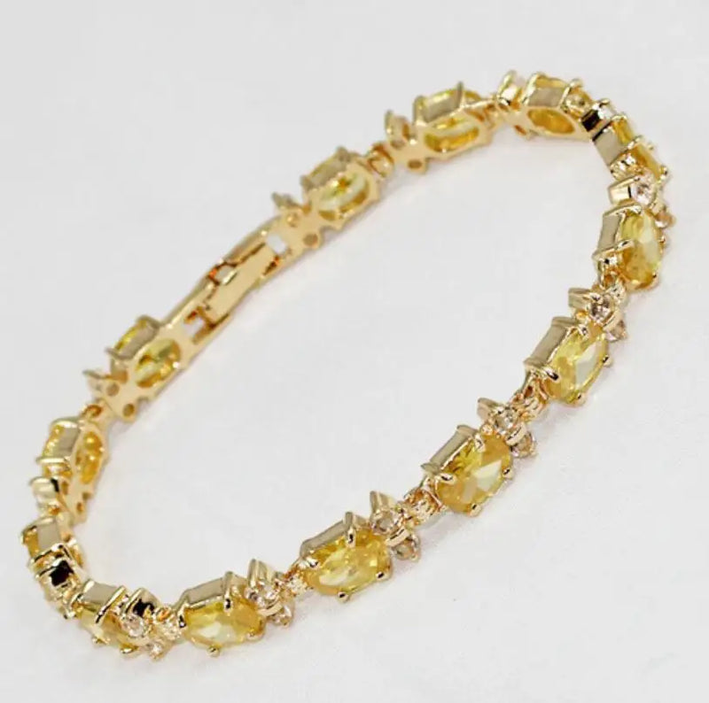 Yellow Zircon Bracelet Women's Plated Square