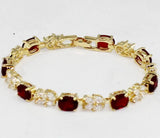 Wine Red Zircon & Diamond Bracelet, Plated for Women
