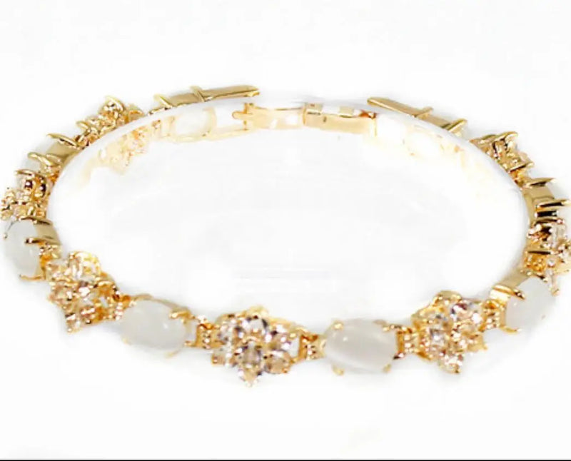 Metal Gilded Egg Cat Eye Stone Bracelet