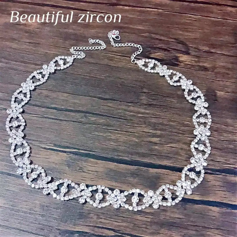 Rhinestone Crystal Forehead Chain Elastic Hair Band Party Accessory
