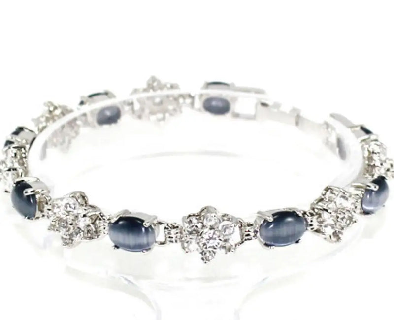 Silver Plated Grey Opal Bracelet for Women