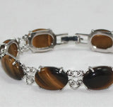 Silver Plated Tiger Eye Stone Bracelet