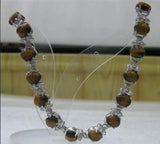 Tiger Eye Stone Bracelet, Silver Plated Women's Jewelry