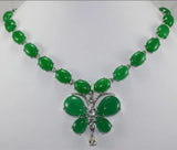 Women's Green Jade Egg Butterfly Pendant Necklace