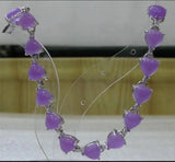 Silver Plated Heart-Shaped Purple Jade Bracelet